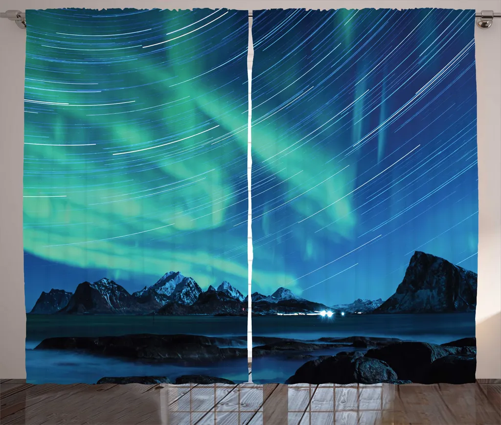 Rideaux Universels Salon Ambiance Norvège 280 x 225 cm Bleu Profond