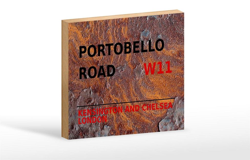 Holzschild London 18x12cm Portobello Road W11 Kensington