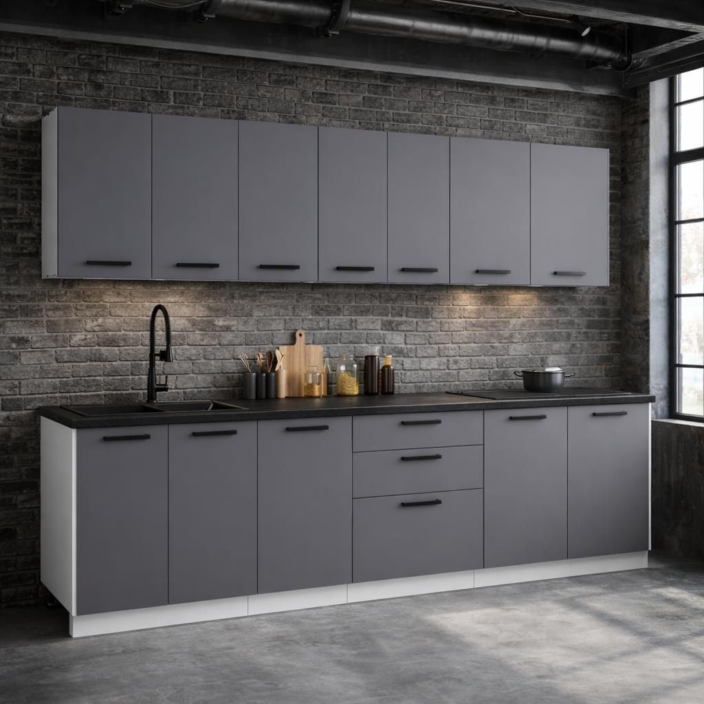 ULWEHOME | Küchenzeile 260 cm Anthrazit, Küchenmöbel-Set Produktbild 