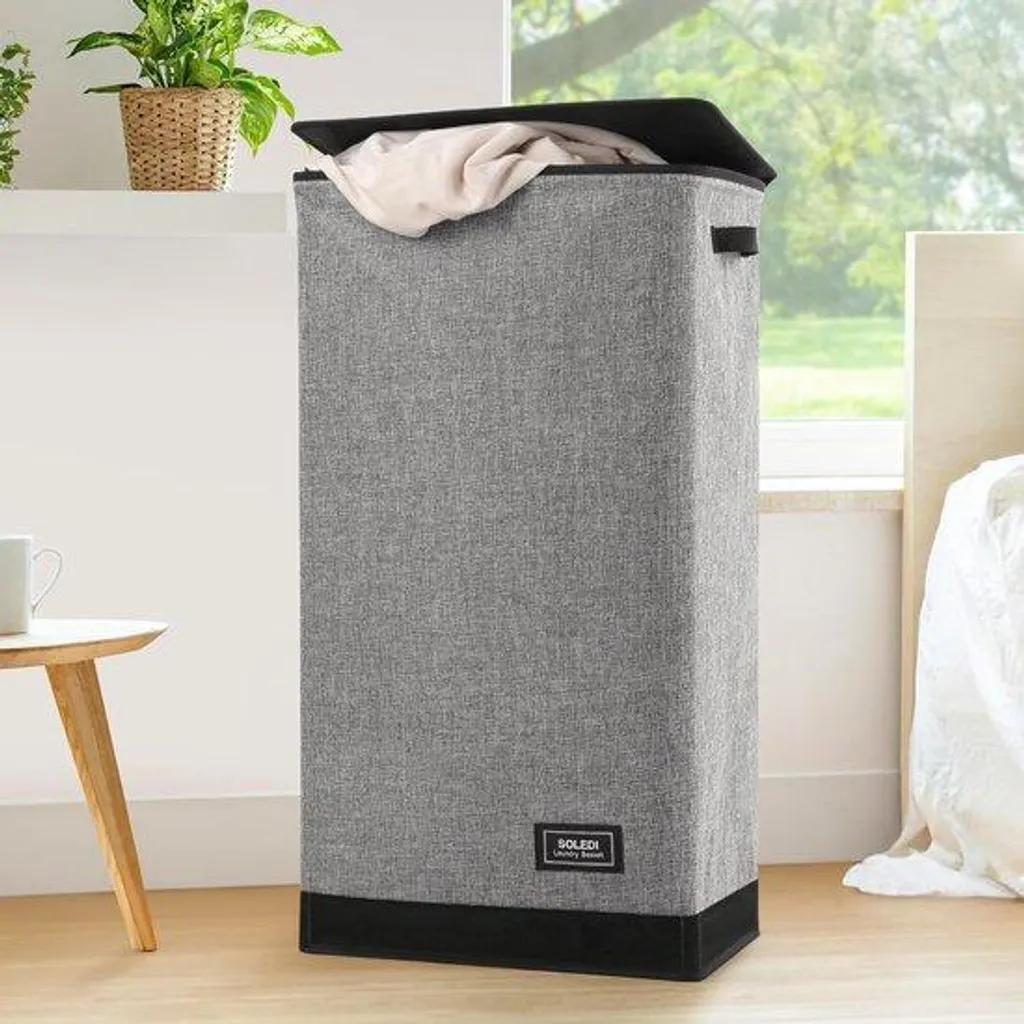 Fini le Désordre avec ce Panier à Linge 100L Gris Pliable et Compartimenté