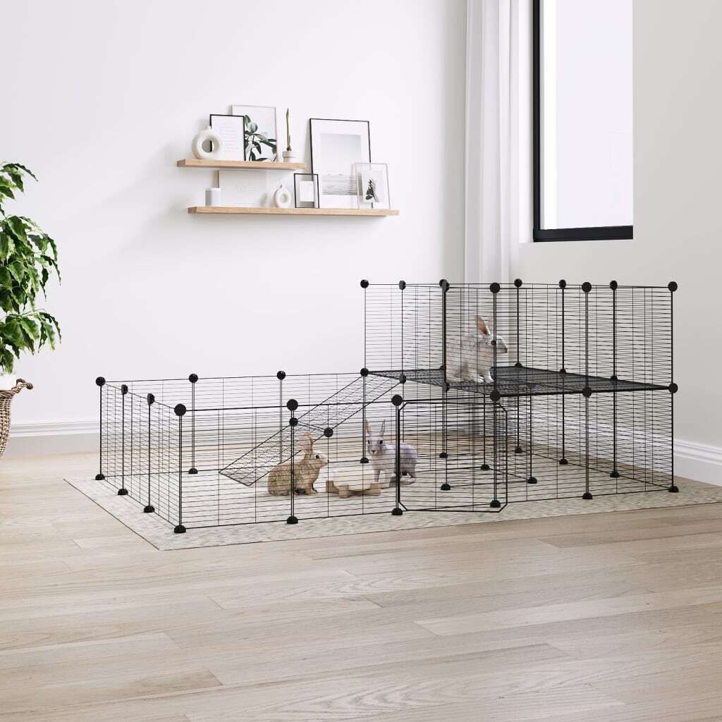 The Living Store 36-tlg. Haustierkäfig mit Tür Schwarz Produktbild 