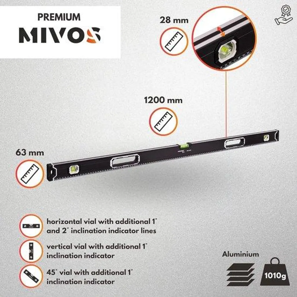 Niveau à bulle magnétique 1200mm haute précision en aluminium robuste