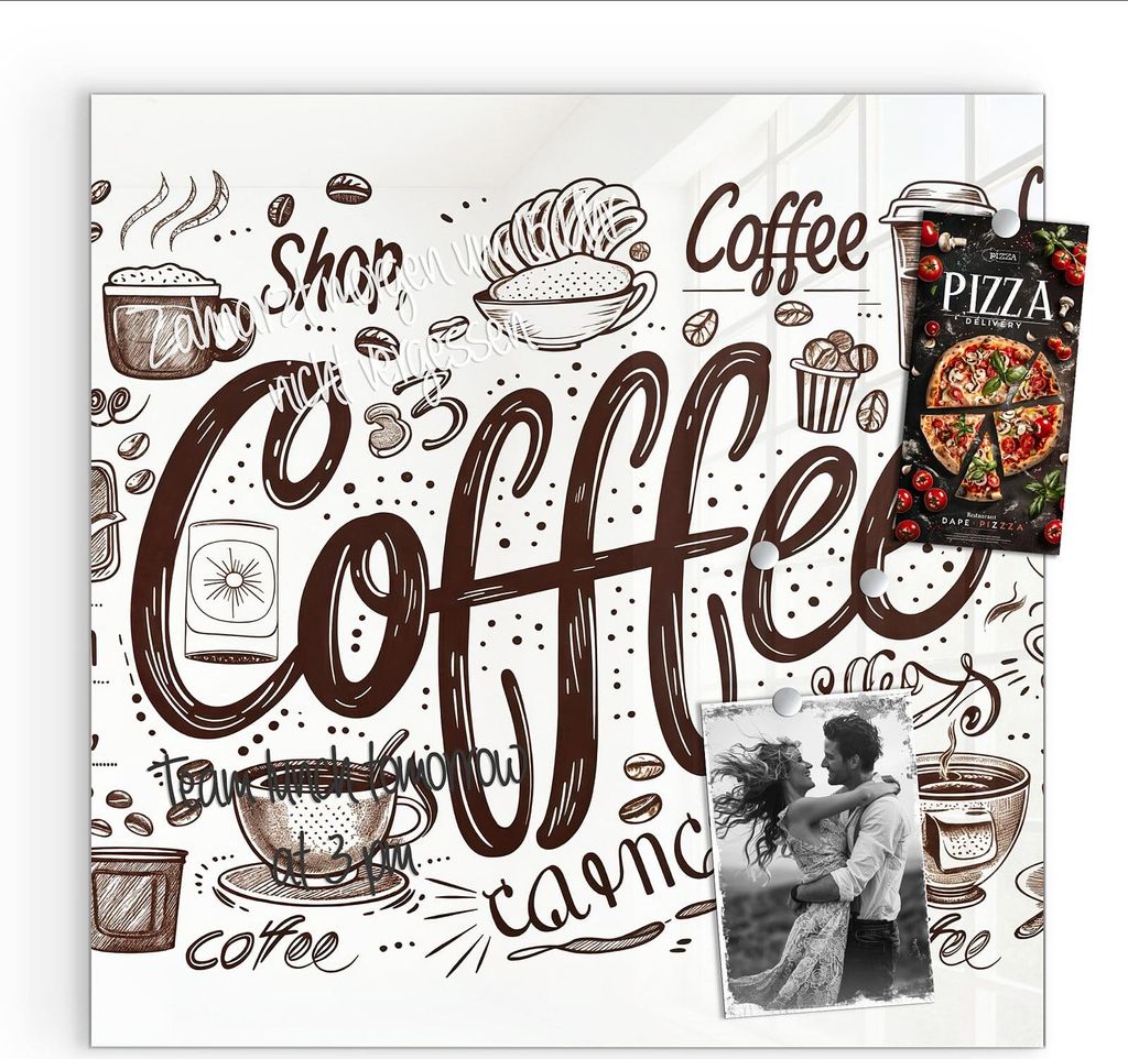 Magnettafel 50x50cm Pinnwand Whiteboard beschreibbar - Kaffee Illustration