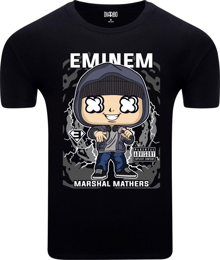 Diarbo Herren T-Shirt mit Musikliebhaber Druck Eminem Musikplakat Schwarz Gr.XXXL
