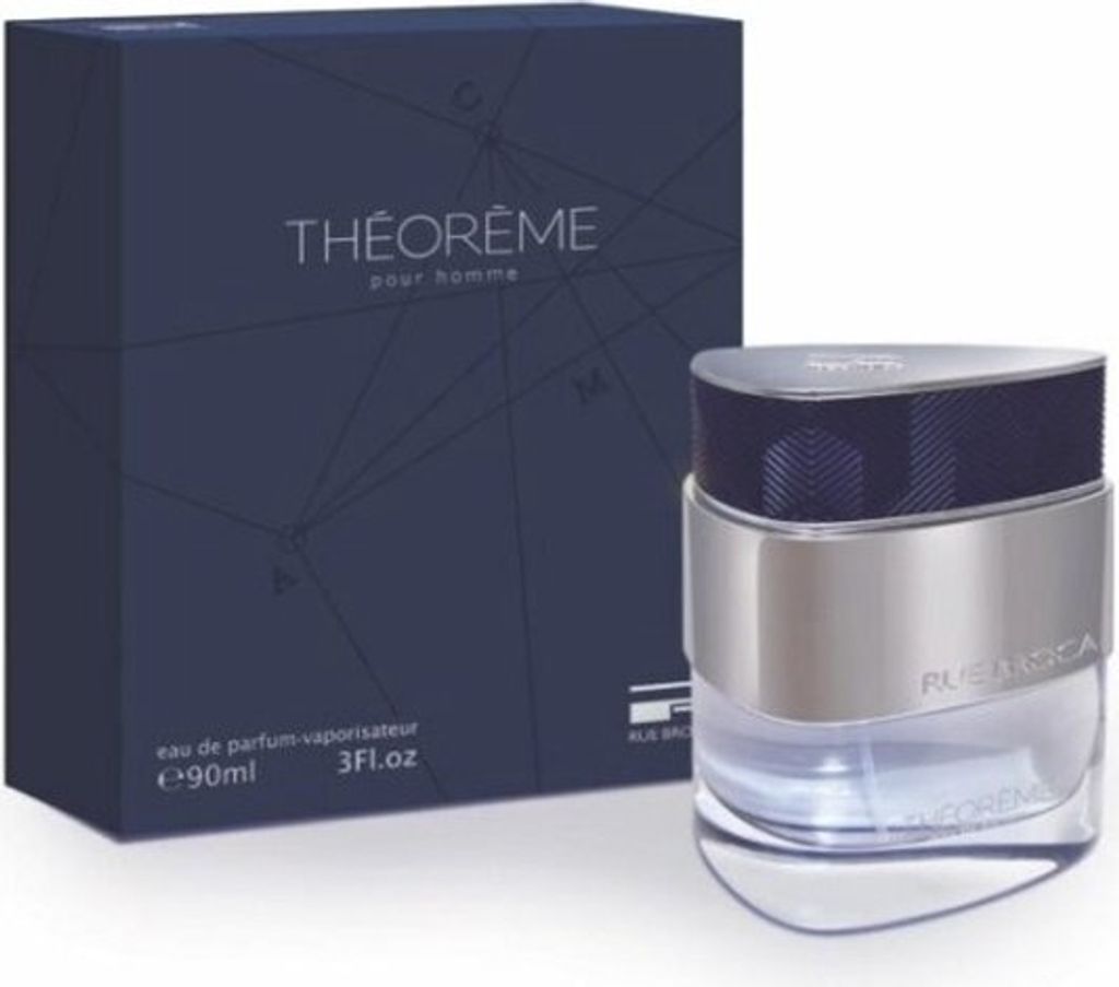 A product shot of a men's perfume bottle and its packaging.