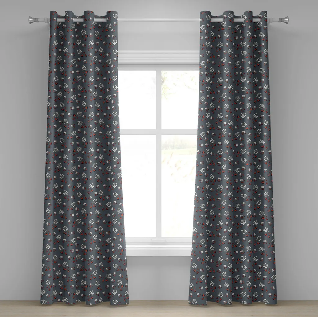 ABAKUHAUS Tenda con occhielli floreale, ispirata ai petali dei fiori primaverili, Madre Natura, botanica giapponese, tende decorative a 2 pannelli, 280 cm x 225 cm, pesca pallida vermiglio