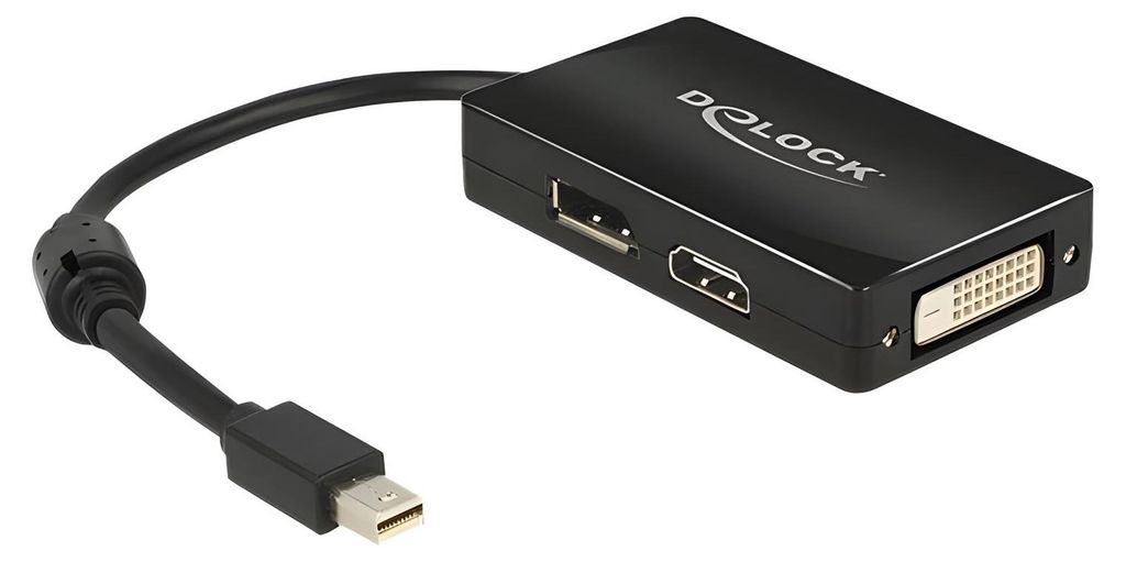 Delock - DisplayPort-Adapter - Mini DisplayPort (M) zu DVI-D, HDMI, DisplayPort (W) - 16 cm - Schwarz