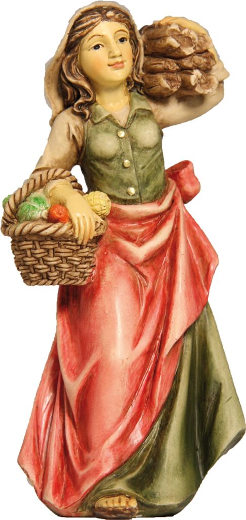 FADEDA JOK: Magd mit Holzbündel / Höhe:12 cm / handbemalt / detailgetreue Krippen Figuren - Weihnachten Tisch Dekoration Krippe Zubehör