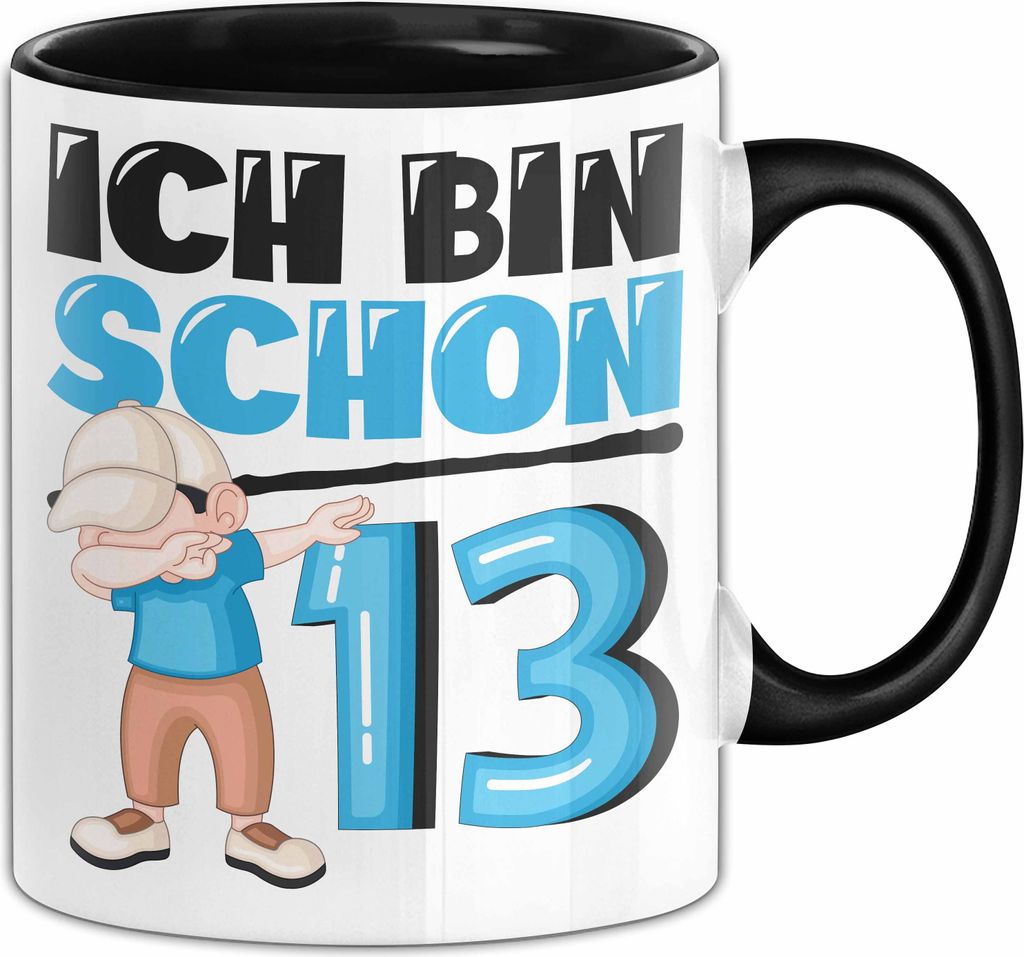 13. Geburtstag Geschenk Tasse Becher Jungs Dab Geburtstagsgeschenk Ich Bin Schon 13 Teenager (Schwarz)