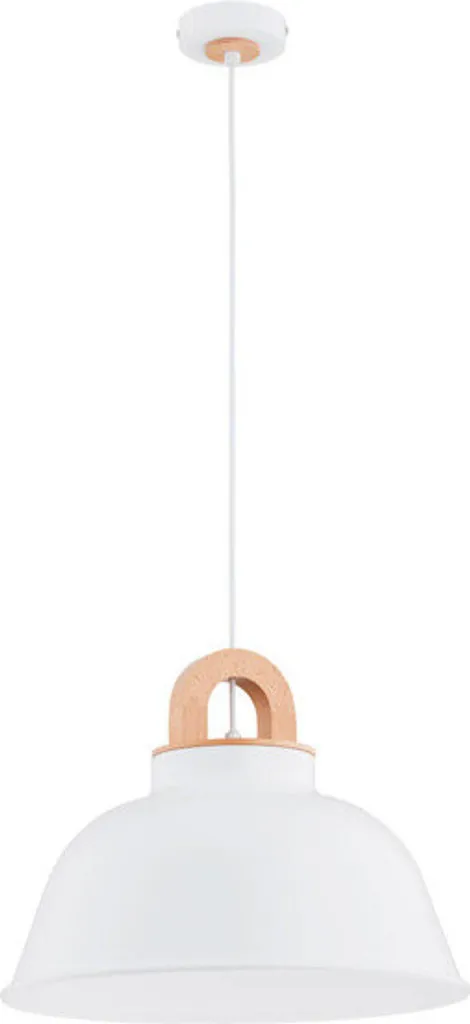 Suspension cuisine scandinave blanche et bois E27 VAYPER ALF61346