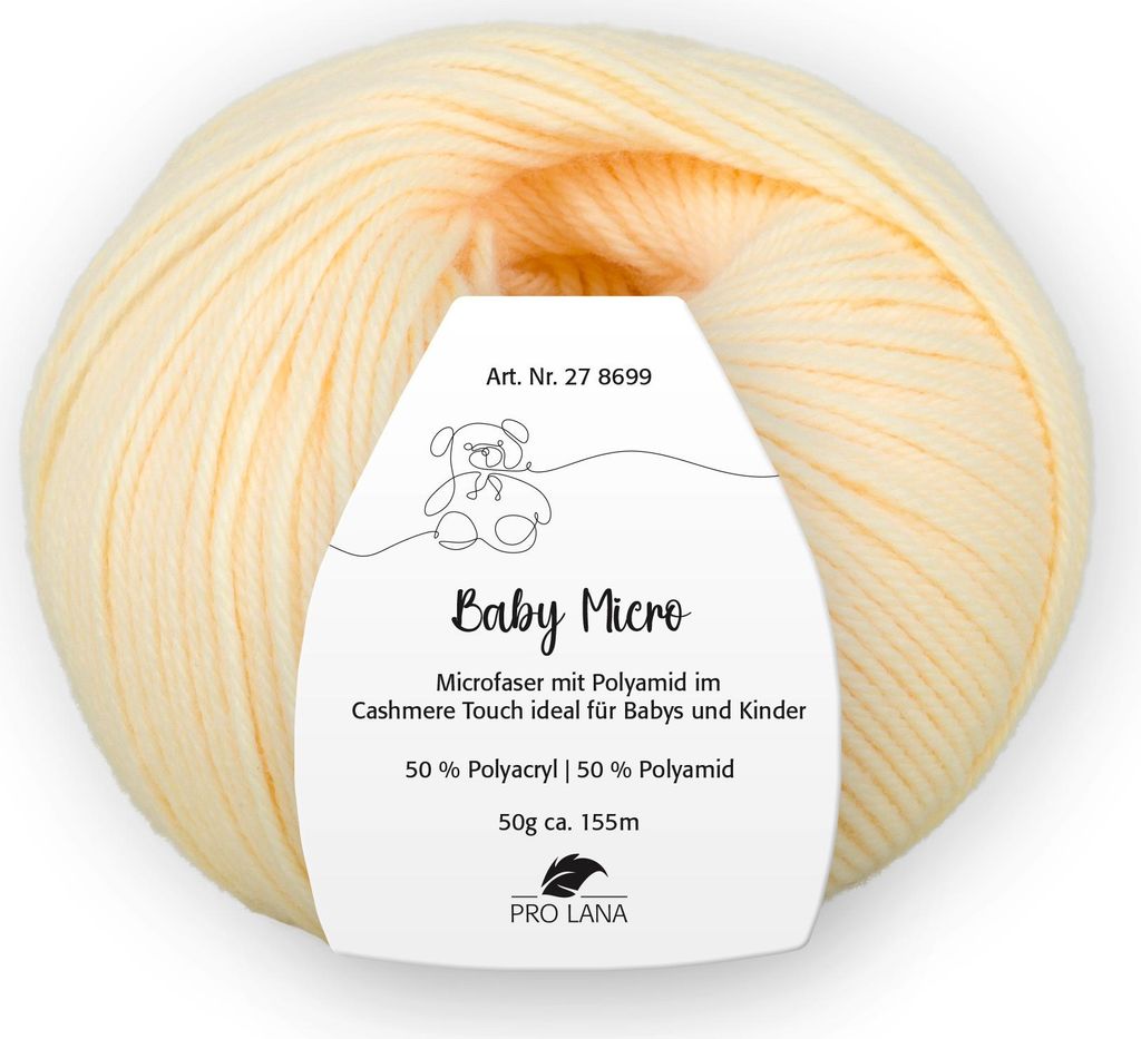 Pro Lana Baby Micro Garn super weich – 50% Polyacryl & 50% Polyamid, , ideal für Babydecken & Babykleidung 20 vanille