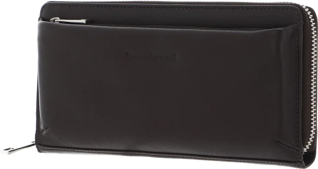 bruno banani Portafoglio Pelle Marrone Scuro Zip Around Uomo Elegante