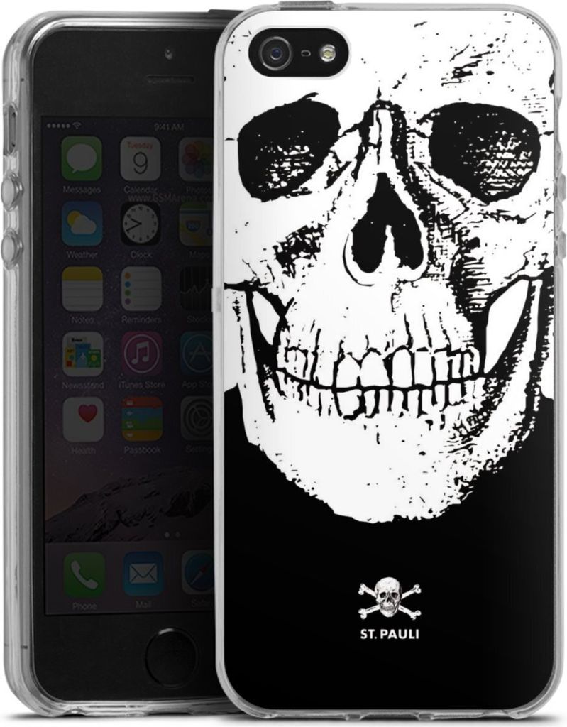 DeinDesign Handyhülle für Apple iPhone 5s Silikon Hülle Case Smartphone Schutzhülle FC St. Pauli Offizielles Lizenzprodukt Totenkopf