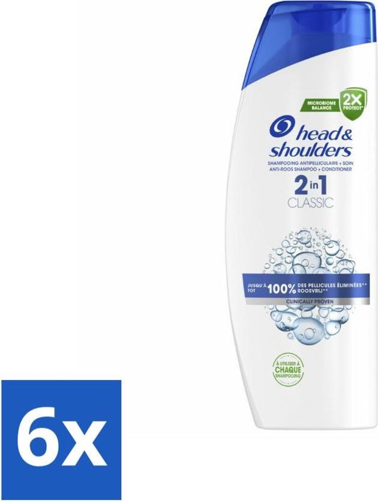 Head & Shoulders - Shampoo - 2-in-1 - Classic - 100 % Schuppenfrei - 400 ml - Vorteilspack - 6 Stücke