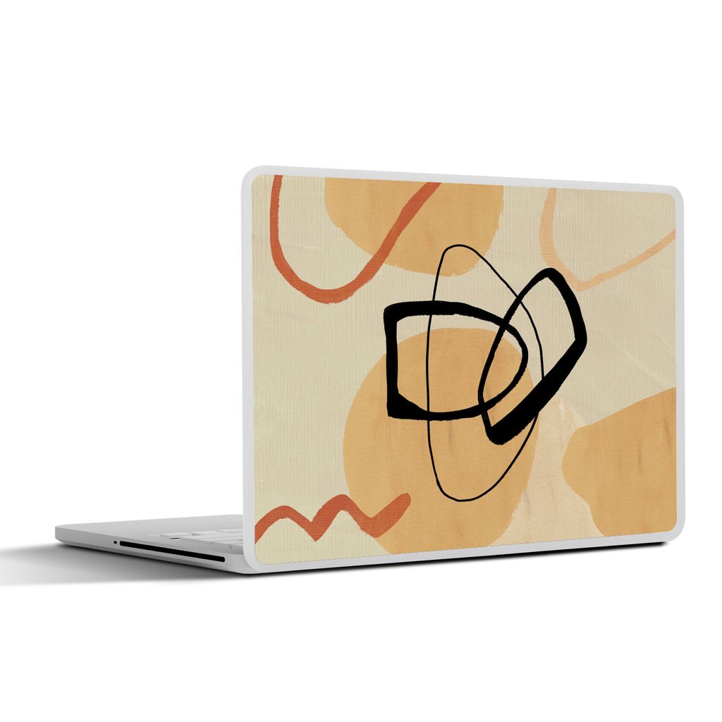 MuchoWow Laptop Aufkleber Sticker Cover Kreis - Schwarz - Braun 25x18 cm - Laptop-Deko
