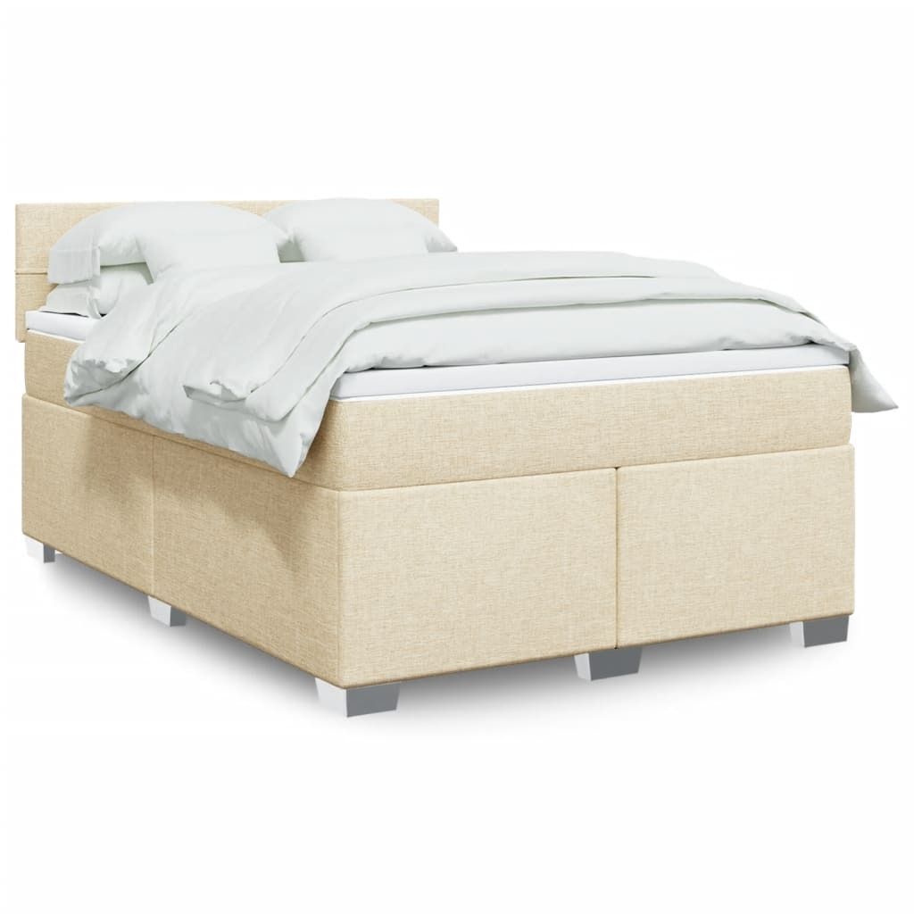 Möbel Boxspringbett mit Matratze Creme 160x200 cm Stoff - Bettrahmen 3285944