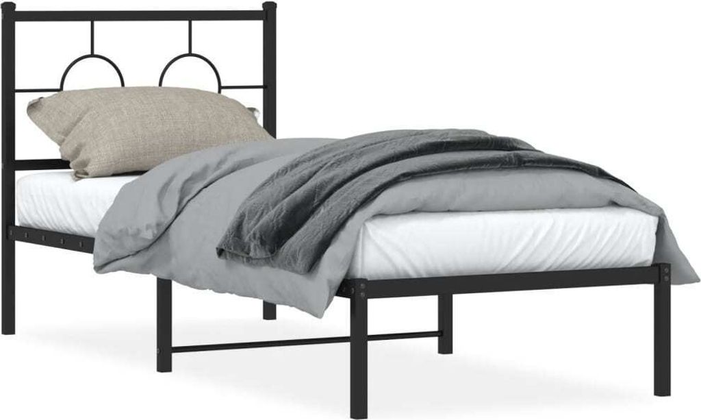 Postel s čelem kovová černá 80x200 cm Obrázek produktu 