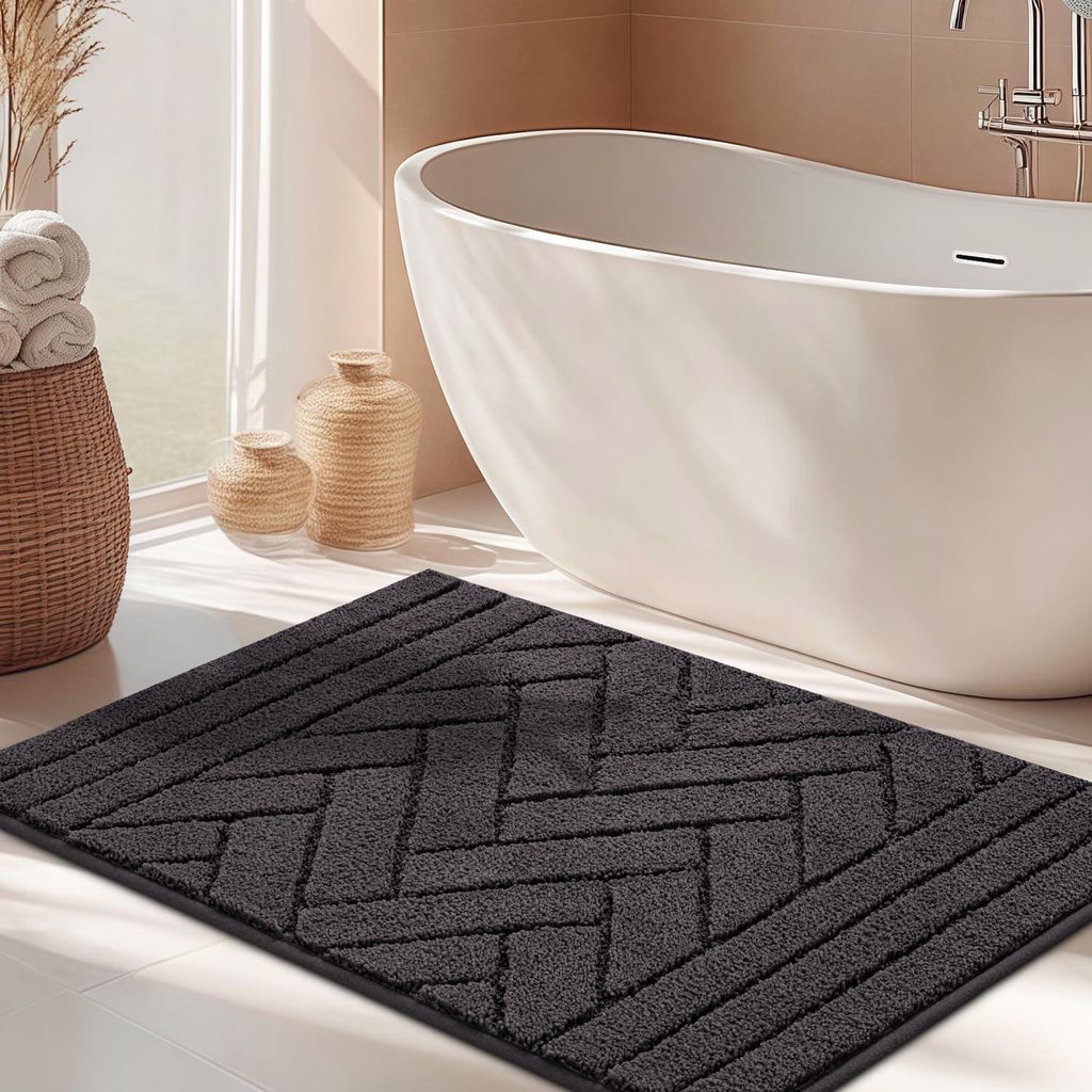 Rutschfeste Badematte, weiche Badematte, saugfähige Badematte, waschbare Badematte für Eingangsbereiche, Küchen und Toiletten, 50 x 80 cm