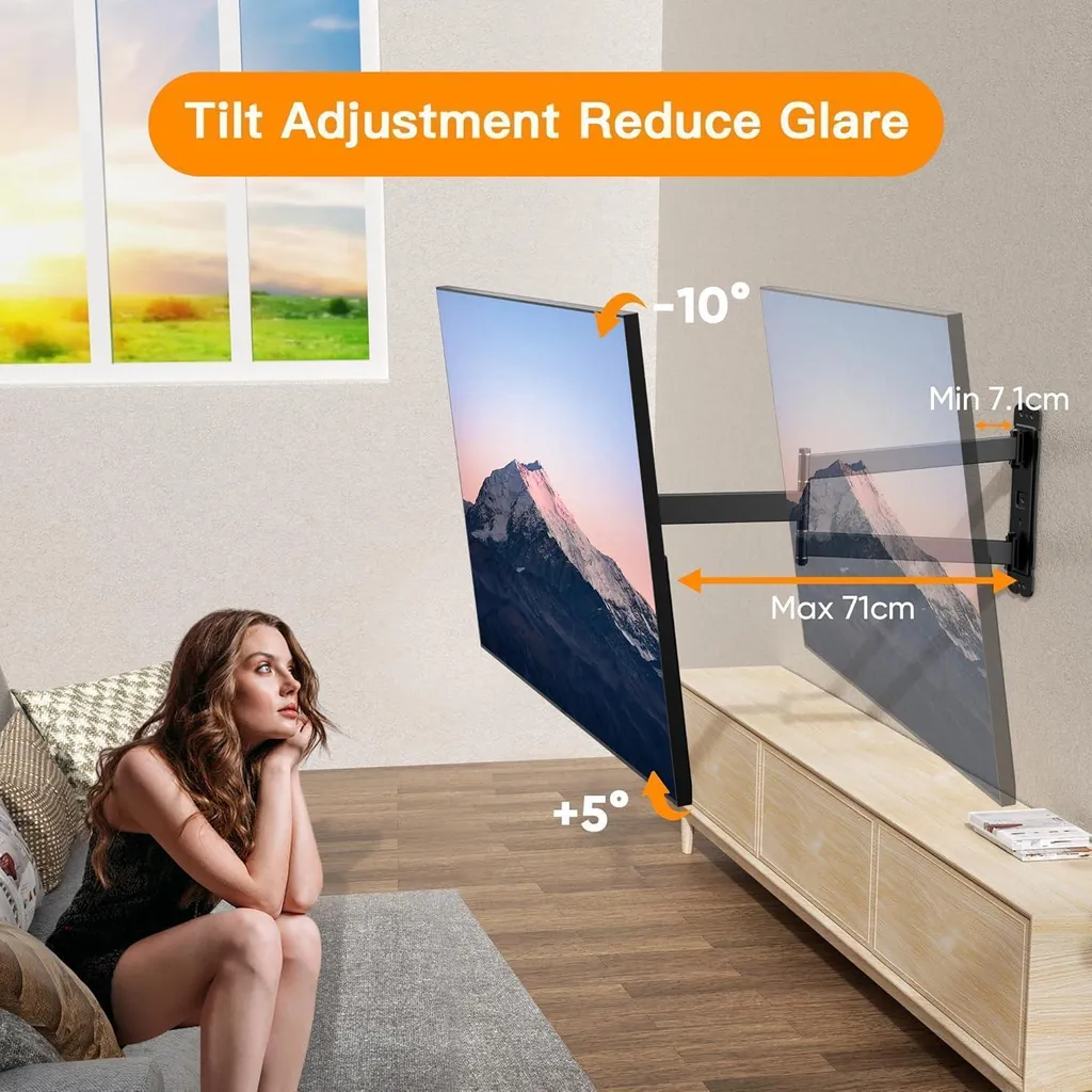 Support Mural TV Orientable et Inclinable pour Écrans LED et OLED - 2