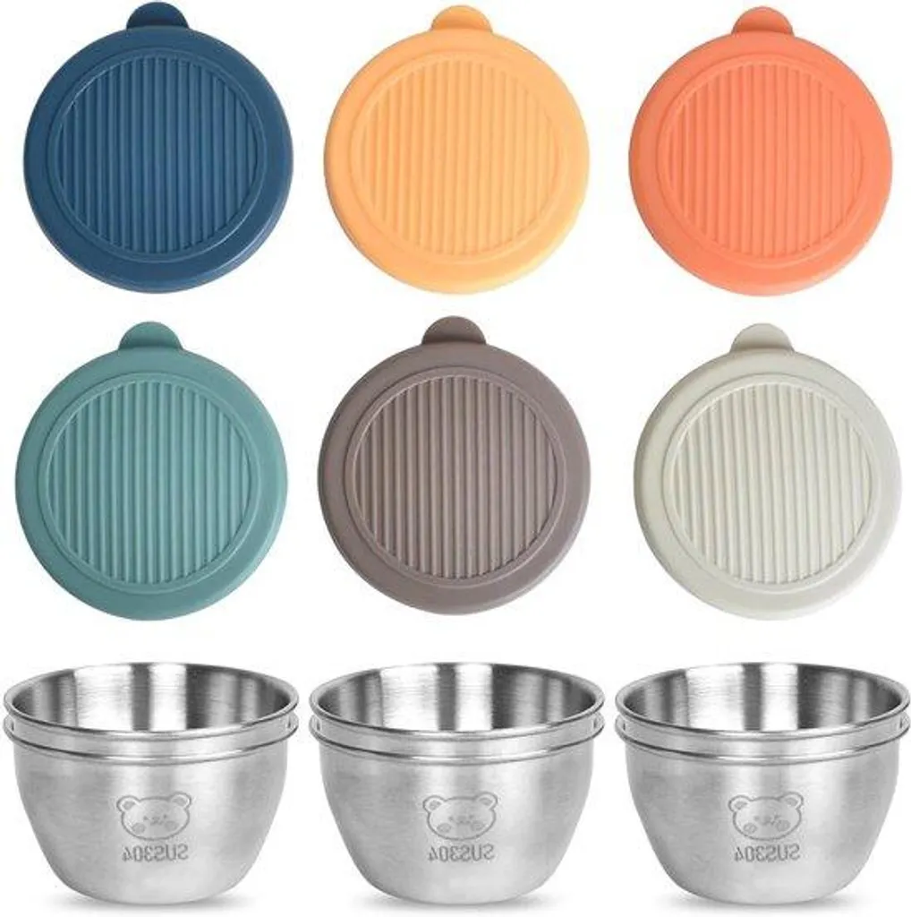 Lot de 6 Mini Pots à Sauce en Acier Inoxydable de 80 ml pour Déjeuner