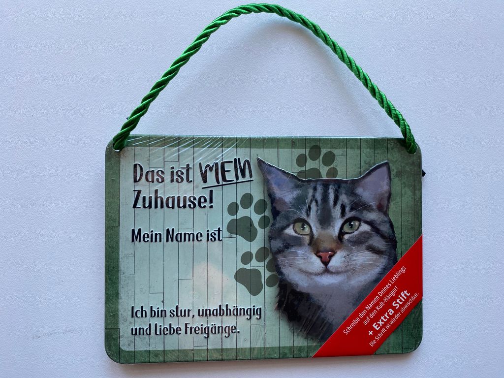 Kulthänger Blechschild Katze gestreift KH-PET027