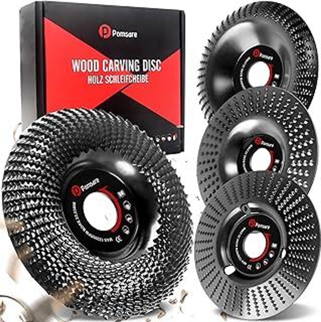 Pomsare Holz Schleifscheiben 115mm für Winkelschleifer - Raspelscheibe, Holzschnitzscheibe Frässcheibe, Flexscheibe, Baumstumpffräse, Wurzelfrä...