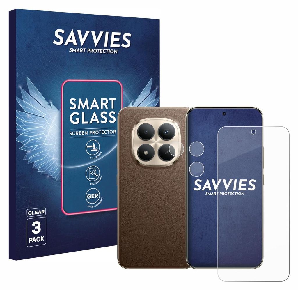 3x Savvies Schutzglas Folie für Xiaomi Redmi Note 15 Pro Plus 5G (Display+Kamera) 9H Panzer Schutzfolie Glas Displayschutz klar transparent