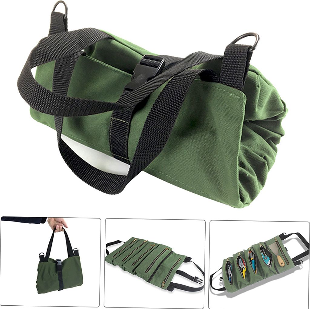 PENGGONG Werkzeug Roll Up Tasche Reißverschlusstasche 5 Taschen Canvas Werkzeug Organizer Portable Werkzeug Roll-up Pouch Werkzeugtasche Zipper Ut...