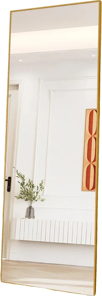 Miroir plein pied incassable 164x54 cm cadre doré stable et sûr