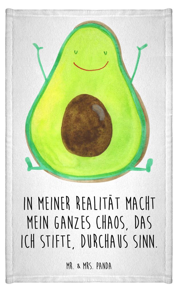 Mr. & Mrs. Panda Handtuch Avocado Glücklich - Weiß - Geschenk, Klein, badezimmer, Gästetuch, Chaos, Verrückt, Mini-Handtuch, Frotteehandtuch