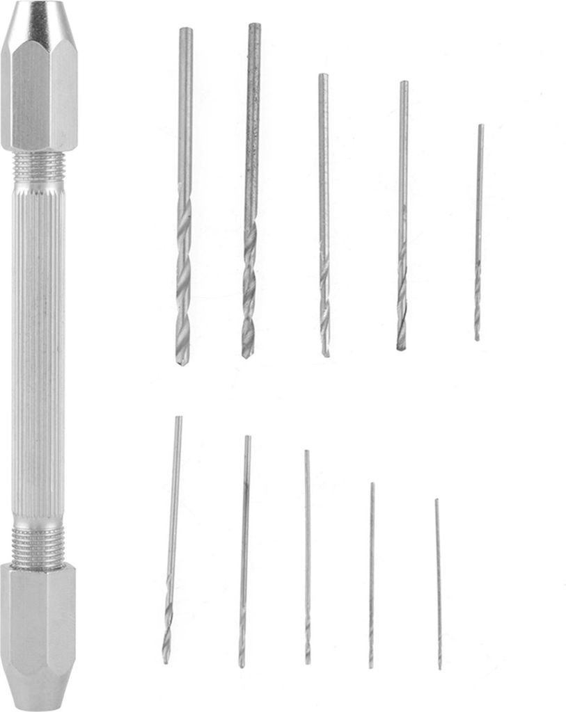 Doppelend-Stift-Schraubstockfutter, 10-teiliges Mikro-Spiralbohrer-Set für Schmuck- und Uhrenreparaturen