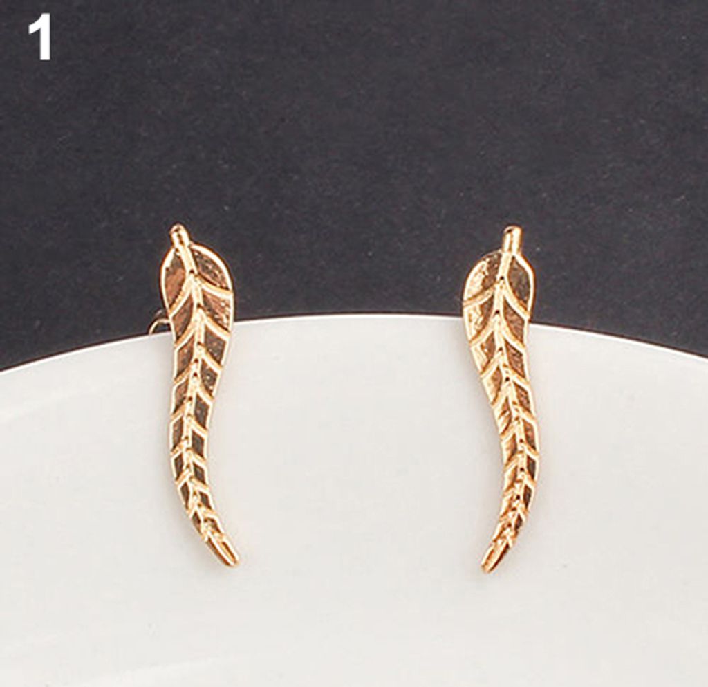1 Paar elegante Damen-Ohrstecker, niedlicher Mini-Blatt-Strass-Ohrstecker, Schmuck-Gold