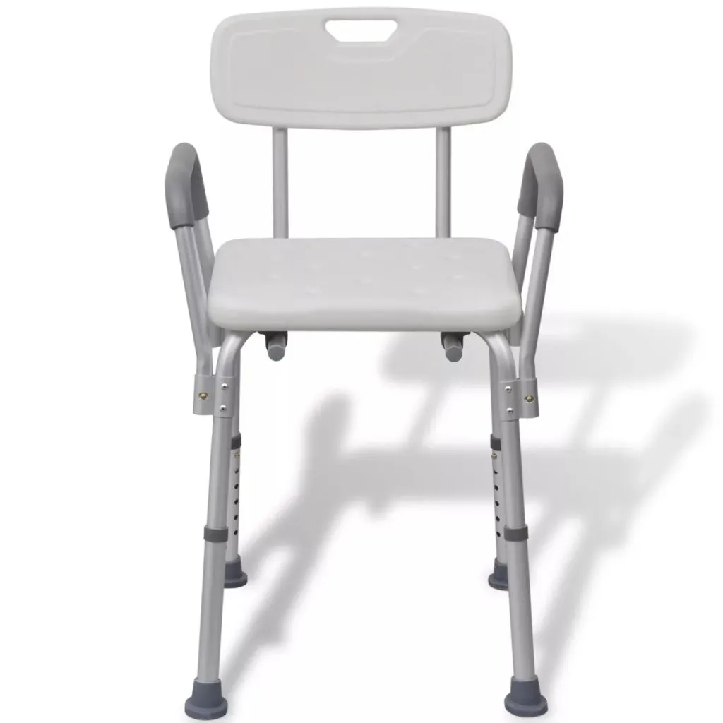Aide à la toilette vidaXL : Chaise de douche en aluminium blanc sécurisée
