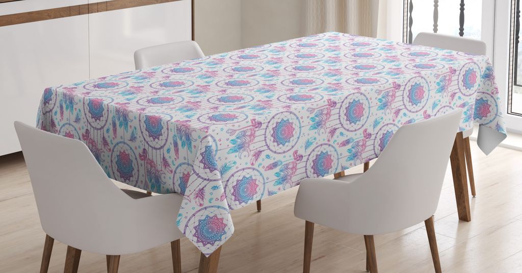 ABAKUHAUS Ethnisch Tischdecke, Mandala-Center Dreamcatchers, FÃ1/4r den Inn und Outdoor Bereich geeignet Waschbar Druck Klar Kein Verblassen, 140 ...