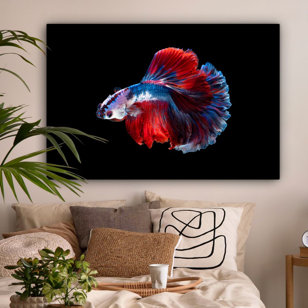 OneMillionCanvasses - Leinwandbilder - 140x90 cm, Fisch - Schwanz - Schwarz, Wandbilder Kunstdruck Wanddekoration