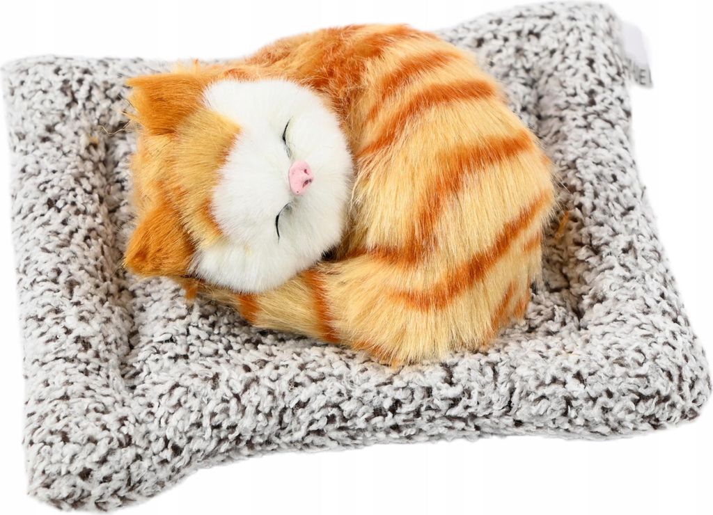 Schlafende Katze auf Kissen Deko - Realistische Kätzchen Figur 17x15cm - Geschenk für Katzenfans
