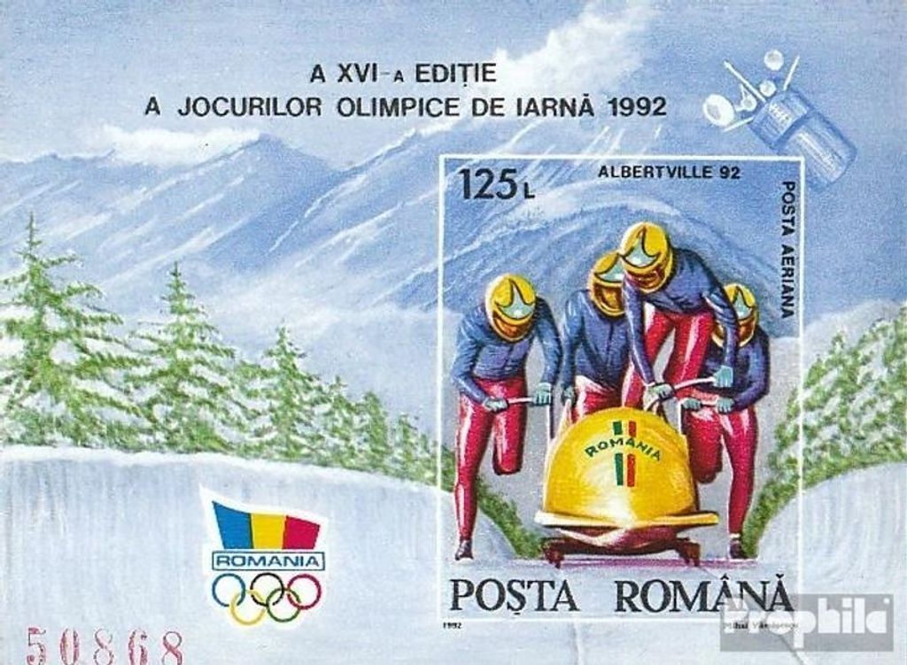 Briefmarken Rumänien 1992 Mi Block270 (kompl.Ausg.) postfrisch Olymp.Winterspiele Albertville 92