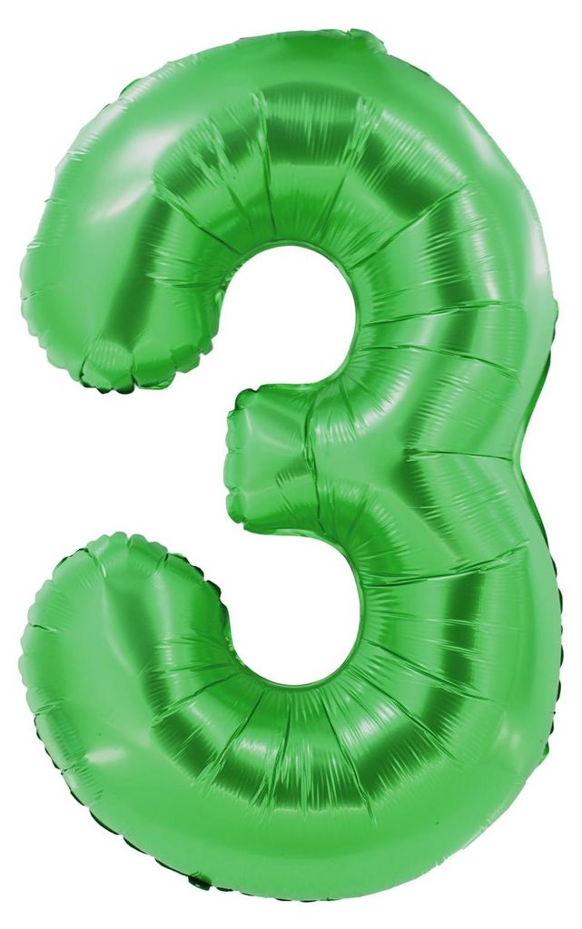 Folienballon 100cm Zahl 3 matt grün Produktbild 