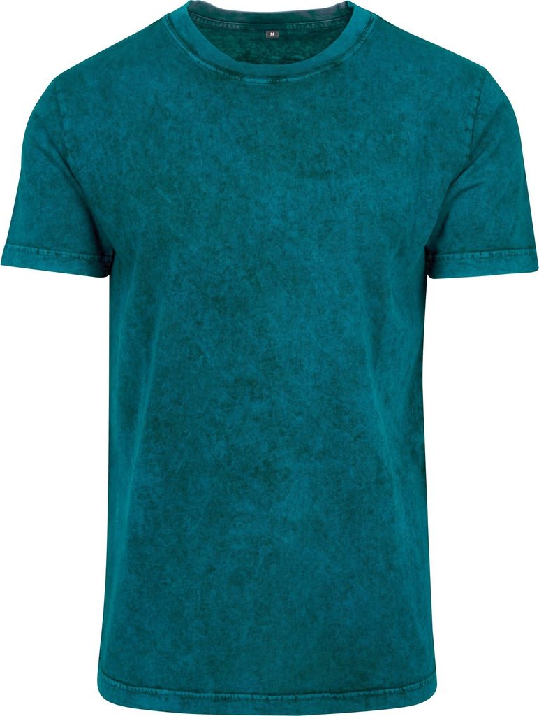 Build Your Brand Herren T-Shirt, säuregewaschen RW6245 (L) (Petrol/Schwarz)
