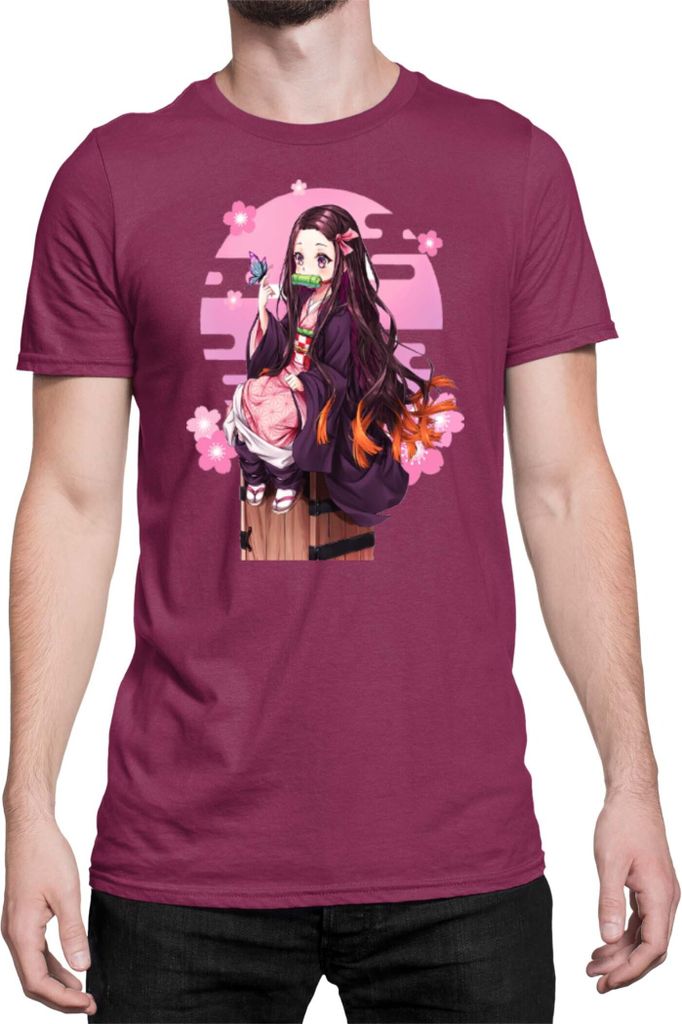 Herren T-Shirt Demon Anime Slayer Kimetsu No Yaiba Nezuko Kamado 100, Man XL / Burgundy