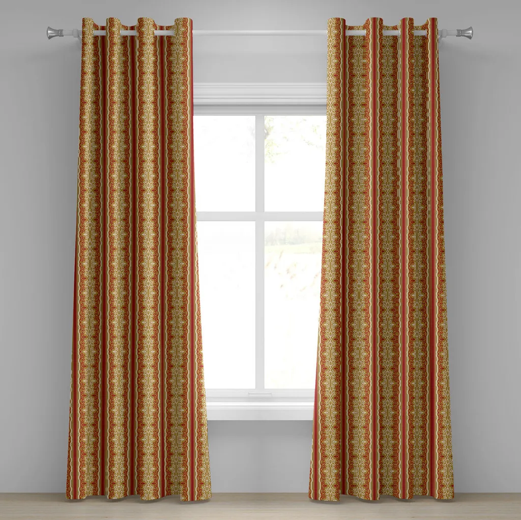 Rideaux décoratifs 2 panneaux style oriental 280x245 cm coloris café