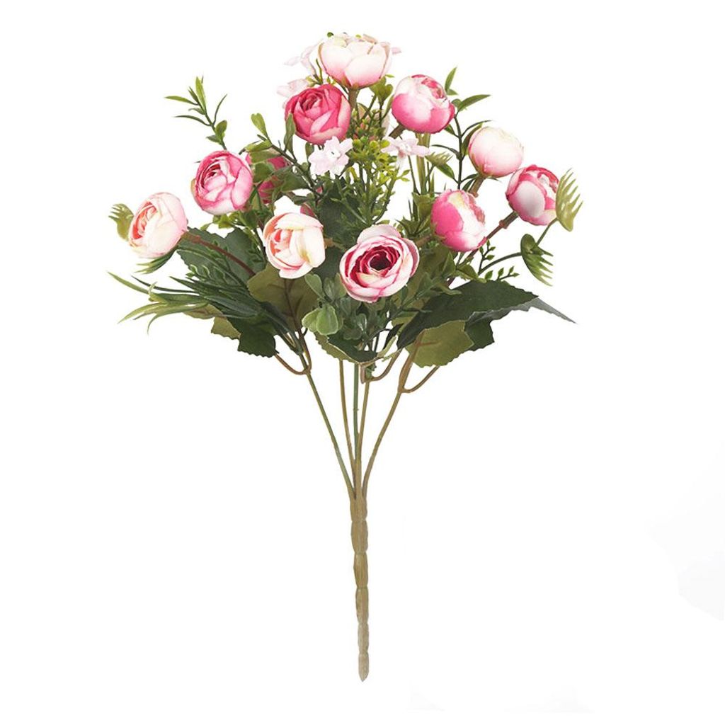 Künstliche Kamelie, 5 Zweige, 13 Blüten, realistisch, Seide, pflegeleicht, Kunstblume, dunkelrosa, für Hochzeit, Geburtstag, Party