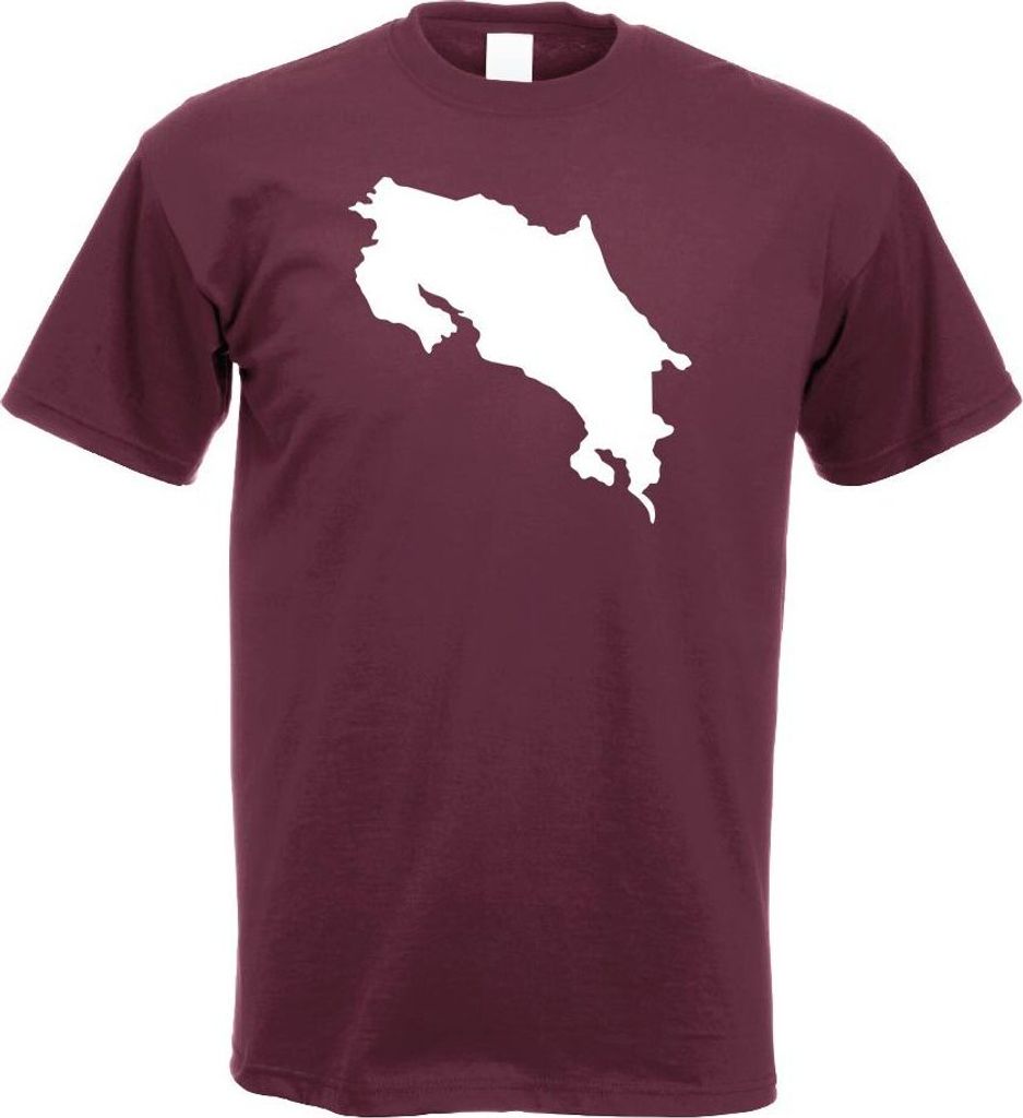 Kiwistar - T-Shirt - Burgund - Costa Rica Umriss Kontur Herren Funshirt Bedruckt Design Sprüche Spruch Motive - mit Motiv Bedruckt - Funshirt Desi...