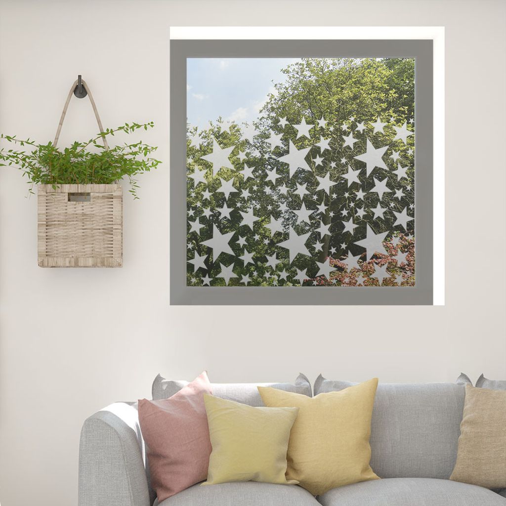 Sichtschutz Milchglas selbstklebend Klebefolie 60 cm x 45 cm Sterne