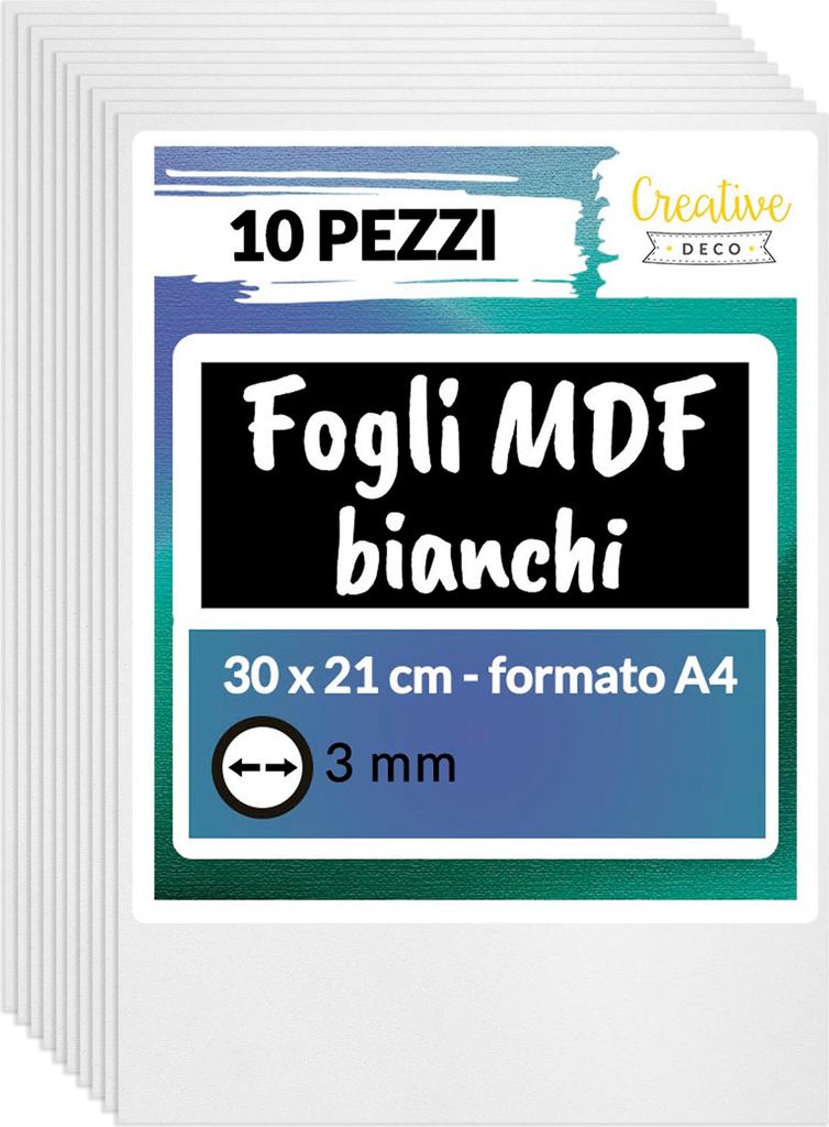Creative Deco 10 x A4 Compensato Pannelli Legno Bianco 3mm Immagine del prodotto 