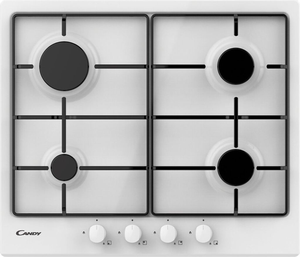 Candy Idea CHW6BRWW Einbaukochfeld, 59 cm, Gas, 4 Brenner, weiß