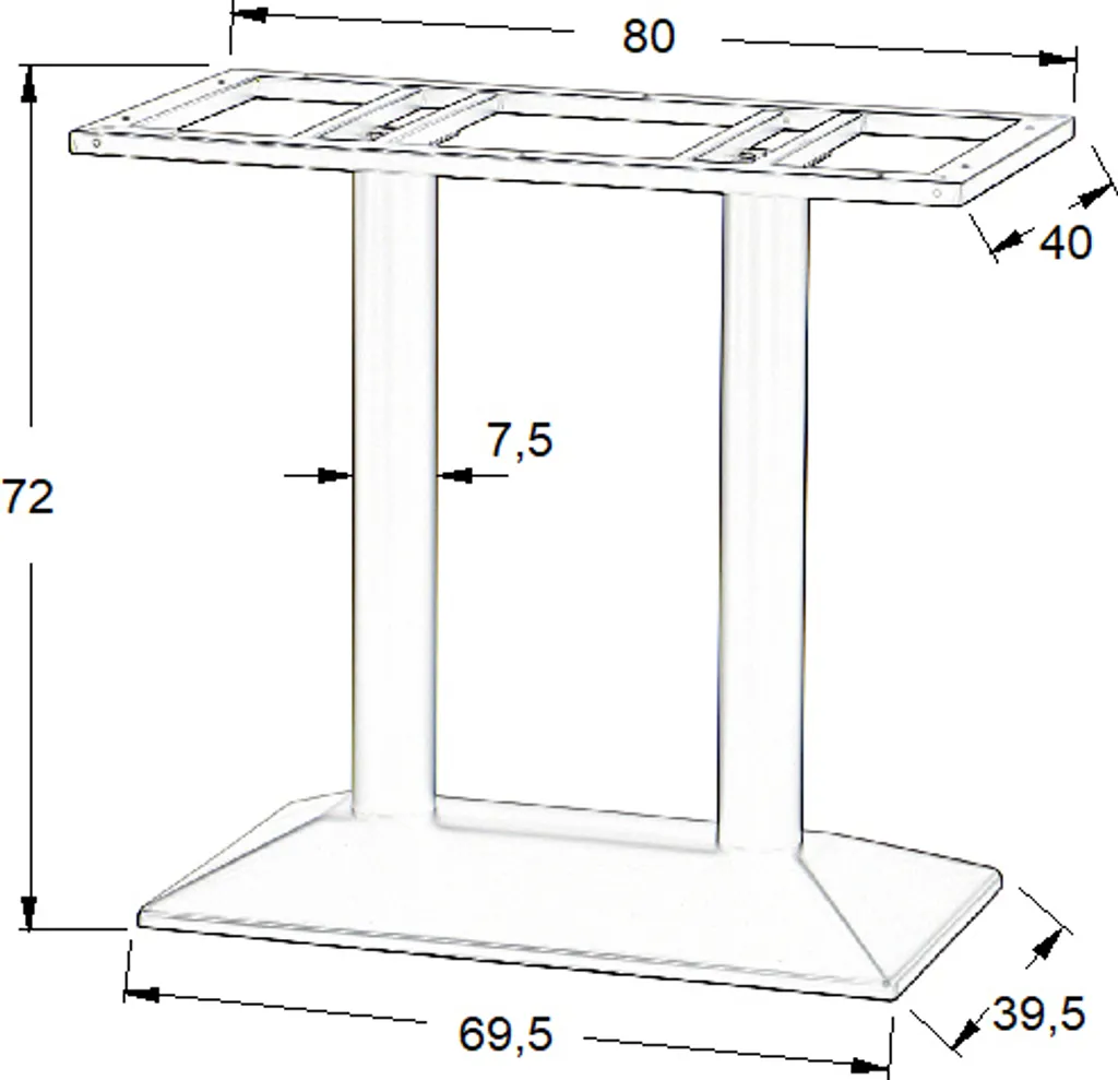 Support de table stable contre le basculement - Pied double métal - 2