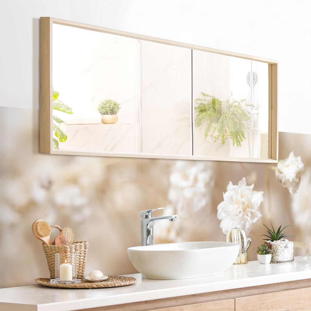 Wandverkleidung Bad Blumen selbstklebend - 0.61 mm Wandpaneel matt wasserfest Blumenwiese beige Landhaus Badrückwand fugenlos 210x60 cm
