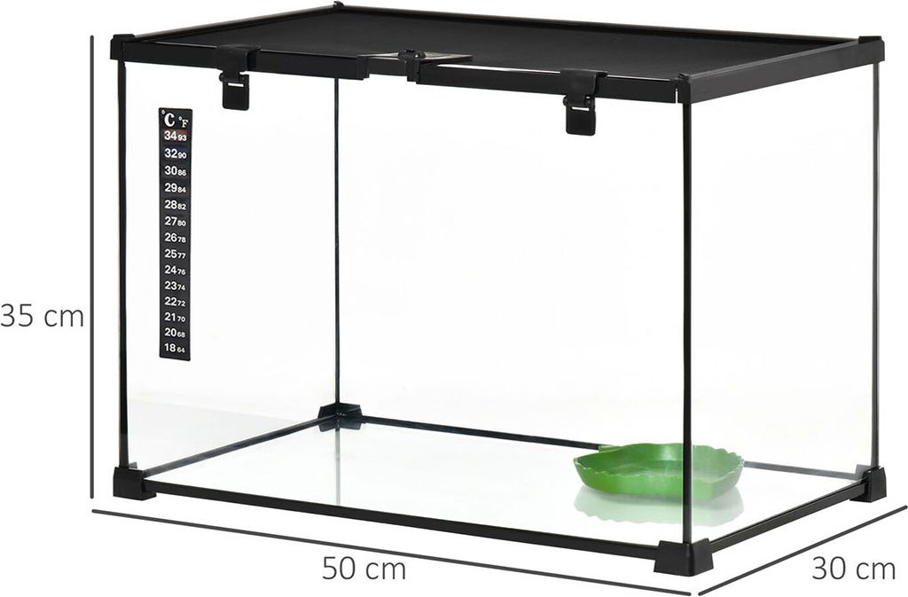 Terárium pro plazy D40-015V02, krmítko pro plazy, skleněné, Obrázek produktu 2