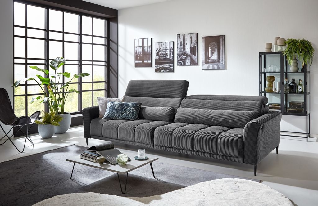 Big-Sofa >Wolve< 2x elektr. Verstellung, Kissen, Cord Produktbild 